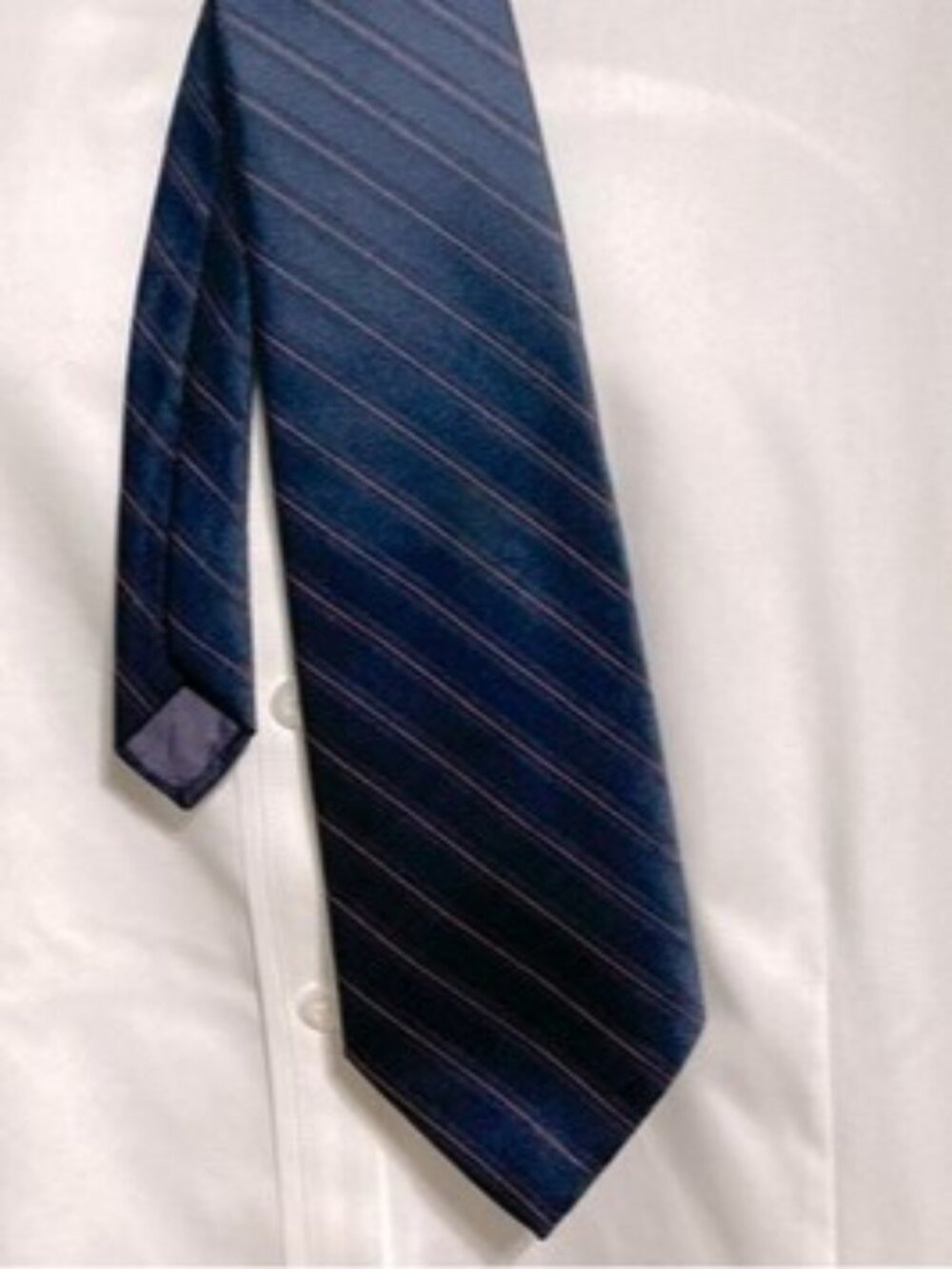 Towncraft Vintage Diagonal Stripe Navy Blue Red Stripes Men's Necktie 3.5" Wide